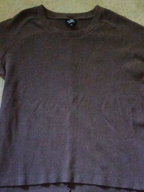 Womens Known Supply  Brown Crewneck Waffle Top Xl